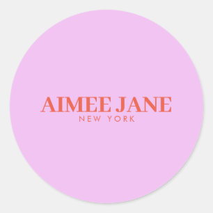 Sticker Rond Boutique De Luxe Gras Minimaliste Rose/Orange