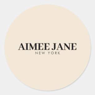 Sticker Rond Boutique de Luxe Minimaliste Gras Ivoire Foncé