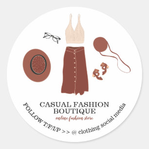 Sticker Rond Boutique de mode bohème hipster vêtements