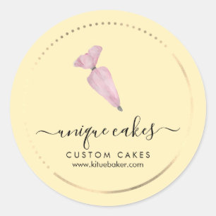 Sticker Rond Boutique de pâtisserie douce jaune