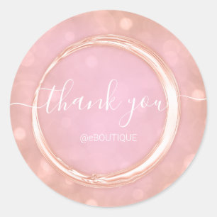Sticker Rond Boutique de remerciement Nom commercial Rose rose