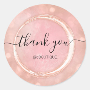 Sticker Rond Boutique de remerciements Nom commercial Rose Pink