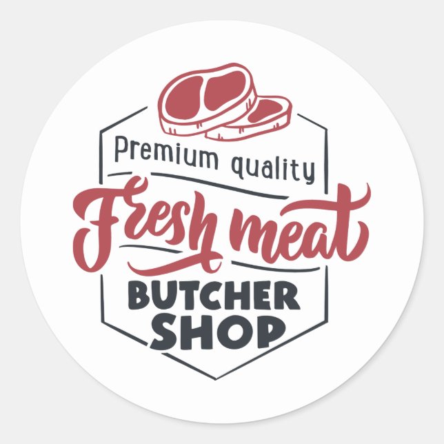 Sticker Rond Boutique de viande fraîche (Devant)
