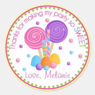 Sticker Rond Boutique Jaune rose sucré Anniversaire Favoriser