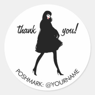 Sticker Rond Boutique Mod Fashion Girl, Vendeur Poshmark