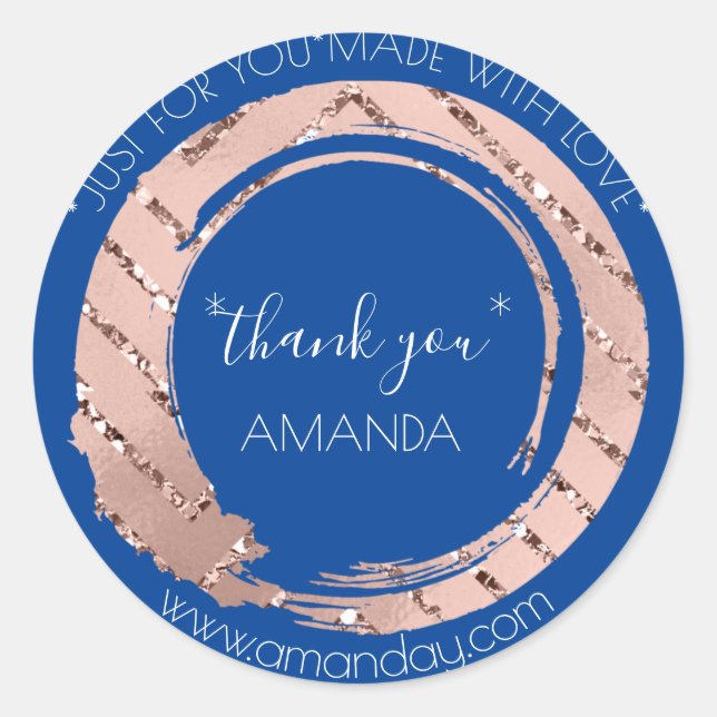 Sticker Rond Boutique Monogram Rose Merci Web Boutique Bleu (Devant)