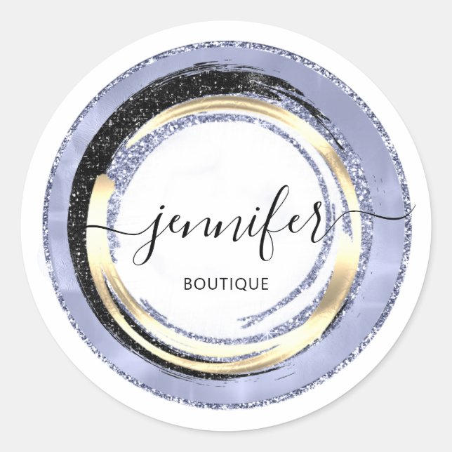 Sticker Rond Boutique Professionnelle Boutique Bleu Or Blanc Ca (Devant)