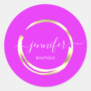 Sticker Rond Boutique professionnelle Boutique Pink Gold Circle