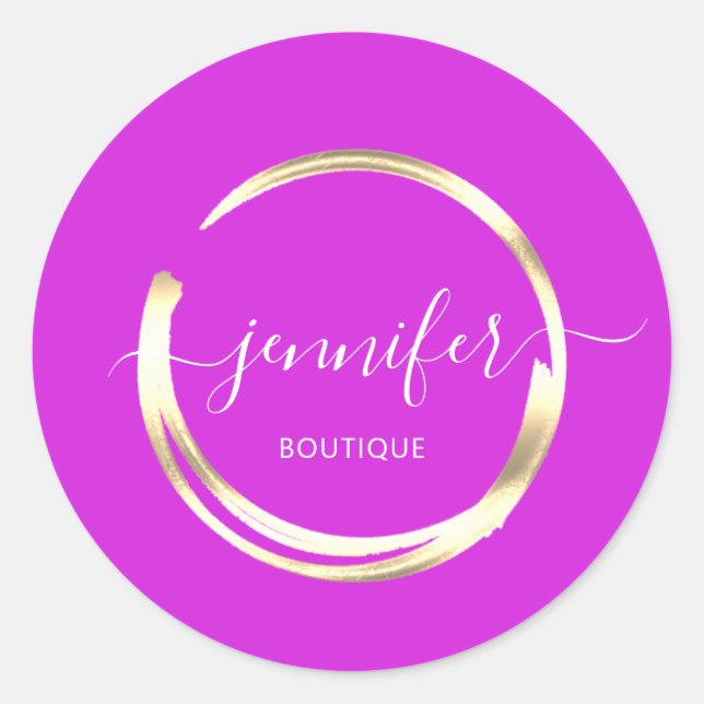 Sticker Rond Boutique professionnelle Fuchsia Gold Circle (Devant)