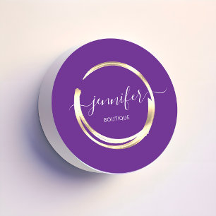 Sticker Rond Boutique professionnelle Gold Purple Frame
