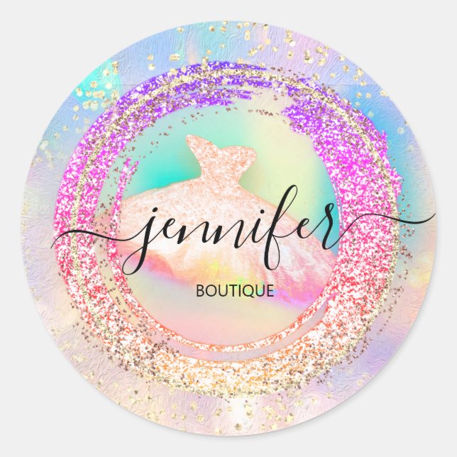 Sticker Rond Boutique professionnelle Parties scintillant Dres  (Devant)