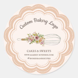 Sticker Rond Boutique Whisk Flower Bakery