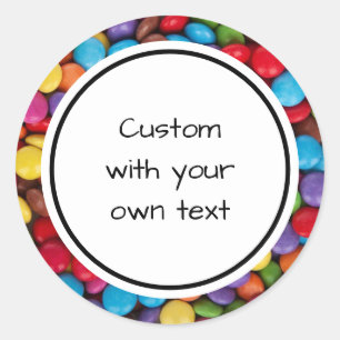 Sticker Rond Bouton coloré Bonbon Texte personnalisé