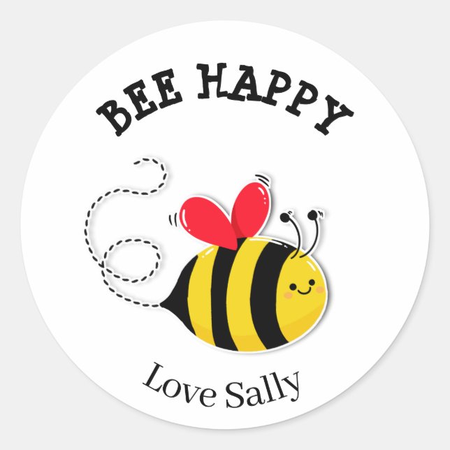 Sticker Rond Bouton d'abeille Bee Happy (Devant)
