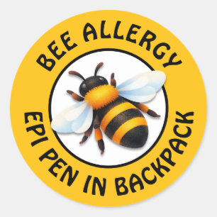 Sticker Rond Bouton d'alerte d'allergie grave aux abeilles