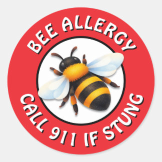 Sticker Rond Bouton d'alerte d'allergie grave aux abeilles