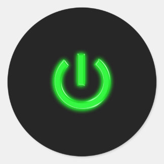 Sticker Rond Bouton d'alimentation Flourescent vert néon