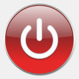 Sticker Rond Bouton d'alimentation rouge
