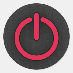 Sticker Rond Bouton d'alimentation rouge Crimson