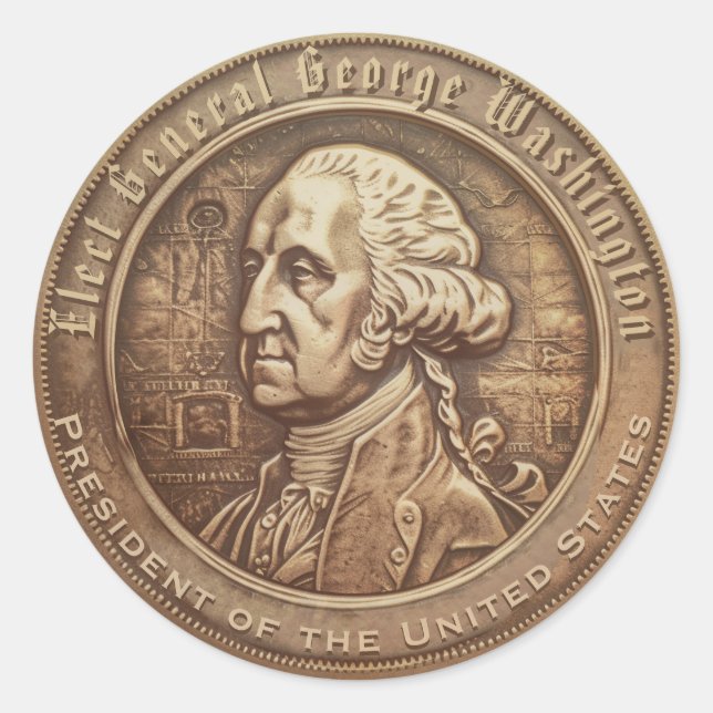 Sticker Rond Bouton de campagne de George Washington (Devant)