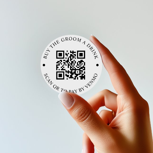 Sticker Rond Bouton de code QR pour offrir un verre au marié (Créateur téléchargé)