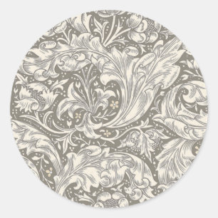 Sticker Rond Bouton de fiancé de William Morris damassé antique