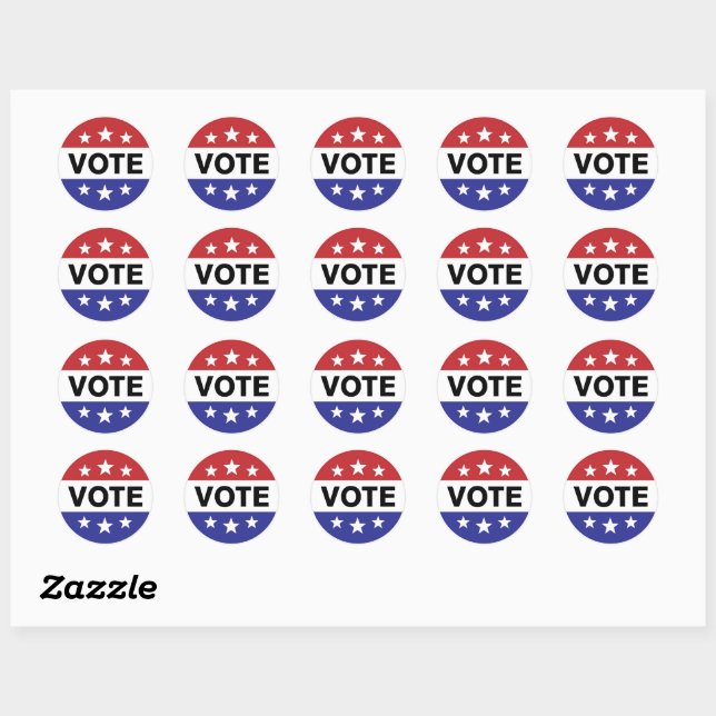 Sticker Rond Bouton de vote 6 étoiles (Feuille)