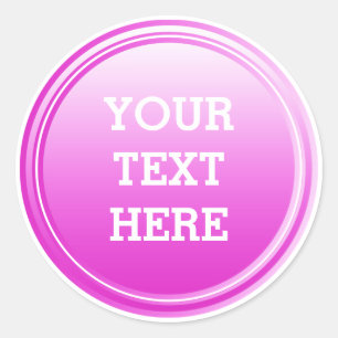 Sticker Rond Bouton dégradé rose ROND + votre texte