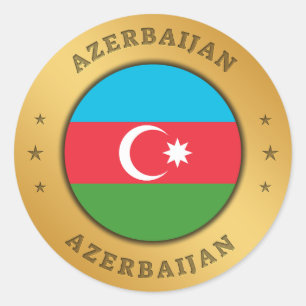 Sticker Rond Bouton Drapeau Azerbaïdjan