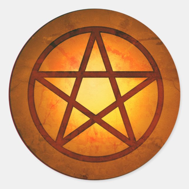 Sticker Rond Bouton en céramique Red Fire Pentacle (Devant)