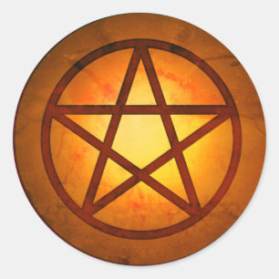 Sticker Rond Bouton en céramique Red Fire Pentacle