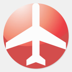 Sticker Rond Bouton facile rouge d'avion