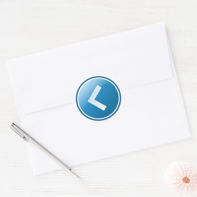 Sticker Rond Bouton Flèche Bleue - Gauche (Enveloppe)