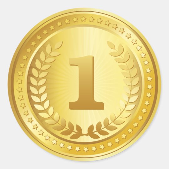 Sticker Rond Bouton Gagnant De La Medaille D Or 1re Place Zazzle Fr