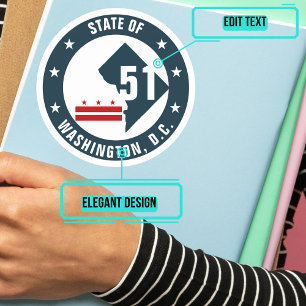 Sticker Rond Bouton Logo de l'État pour Washington DC