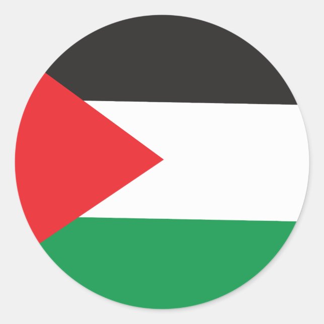 Sticker Rond Bouton Palestine, Drapeau Patriotique Palestinien (Devant)