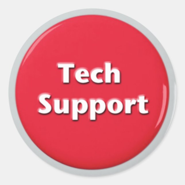 Sticker Rond Bouton Panique rouge du support technique (Devant)