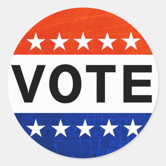 Sticker Rond Bouton Patriotique Rouge Blanc et Bleu (Devant)