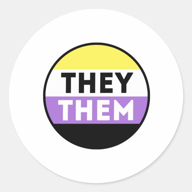 Sticker Rond Bouton Pronoms Non Binaires - Ils Eux (Devant)