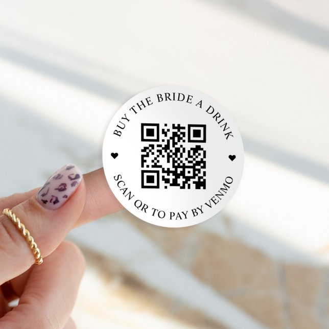 Sticker Rond Bouton QR code pour offrir un verre à la mariée (Créateur téléchargé)