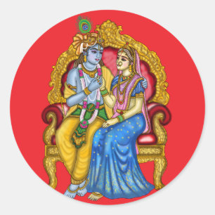 Sticker Rond Bouton Radha Krishna