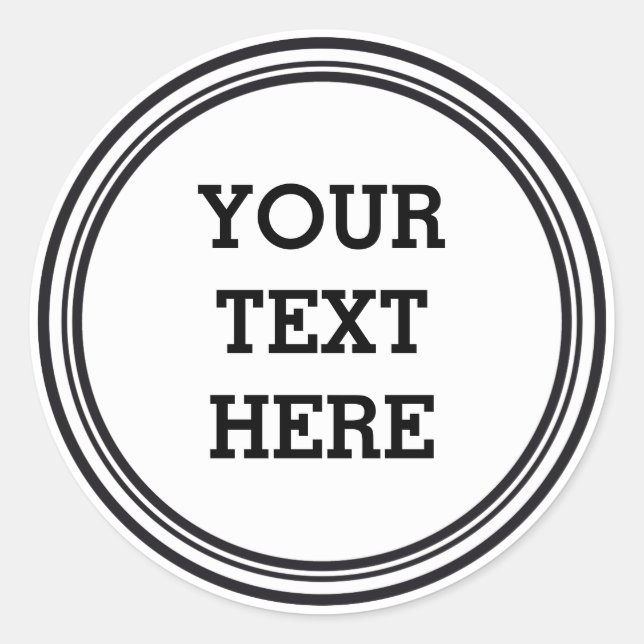 Sticker Rond BOUTON ROND blanc & noir + votre texte (Devant)