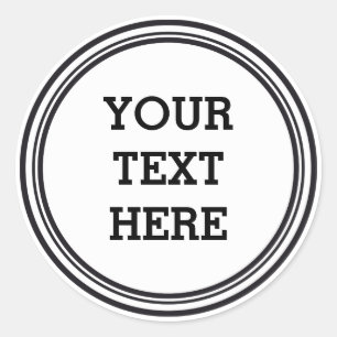 Sticker Rond BOUTON ROND blanc & noir + votre texte