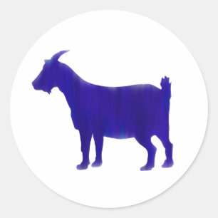 Sticker Rond Bouton rond de chèvre bleu aquarelle