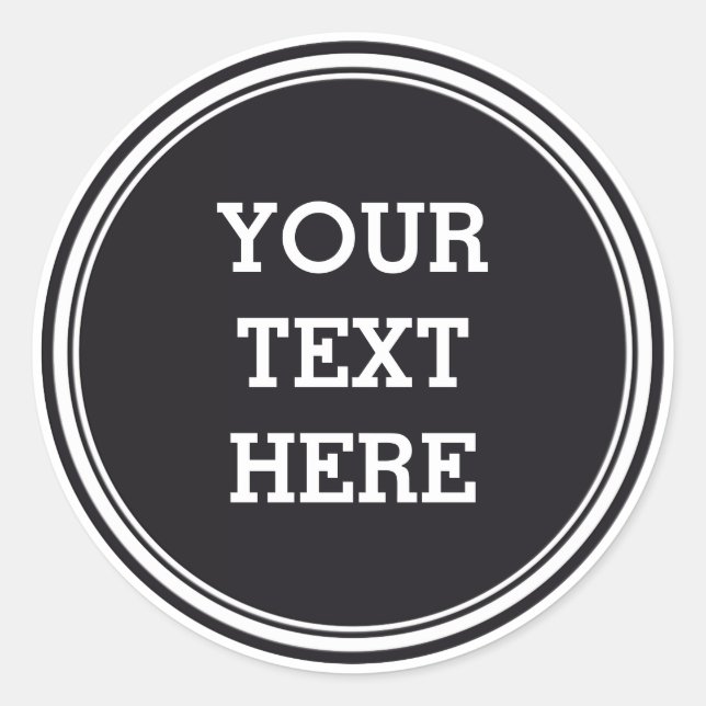 Sticker Rond BOUTON ROND noir et blanc + votre texte (Devant)