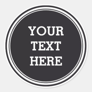 Sticker Rond BOUTON ROND noir et blanc + votre texte