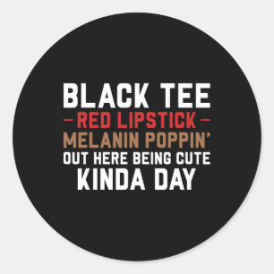 Sticker Rond Bouton rouge à lèvres noire Melanin Brown peau Noi