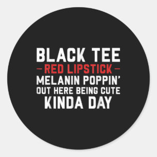 Sticker Rond Bouton rouge à lèvres noire Melanin Brown peau Noi