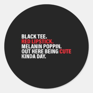 Sticker Rond Bouton rouge à lèvres noire Melanin Brown peau Noi