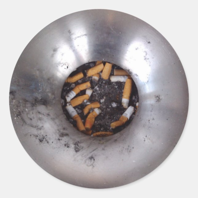Sticker Rond Boutons de cigarettes en argent fumeur Ashtray, dr (Devant)